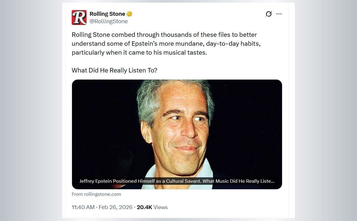 ‘Rolling Stone’ Beclowns Itself Delving Into Jeffrey Epstein’s Musical Tastes